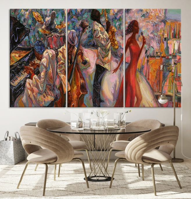 Musician Women and Jazz Orchestra African American Wall Art Canvas Print