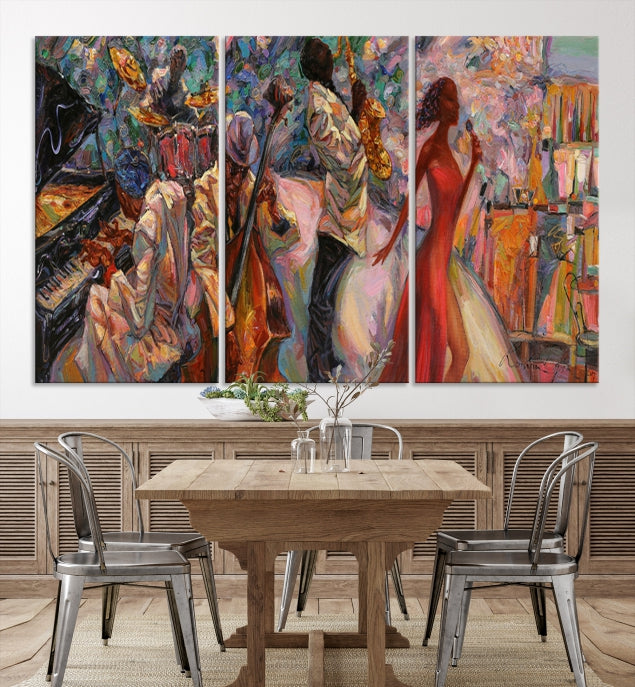 Musician Women and Jazz Orchestra African American Wall Art Canvas Print