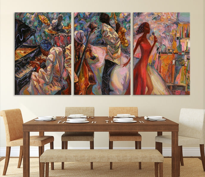 Musician Women and Jazz Orchestra African American Wall Art Canvas Print