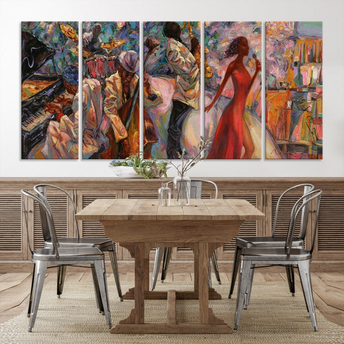 Musician Women and Jazz Orchestra African American Wall Art Canvas Print