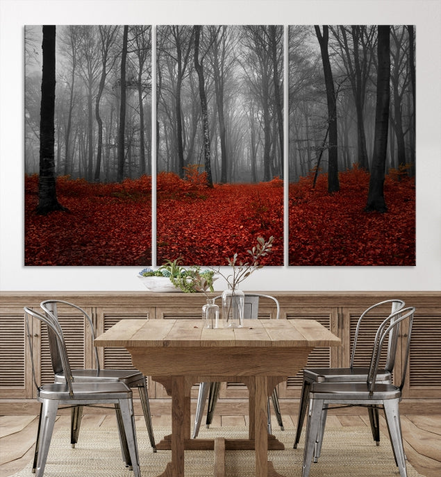 Bring the Magic of a Misty Forest Landscape to Your Home with Our Trees Wall Art Canvas PrintA Modern & Eye-catching