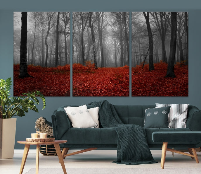 Bring the Magic of a Misty Forest Landscape to Your Home with Our Trees Wall Art Canvas PrintA Modern & Eye-catching