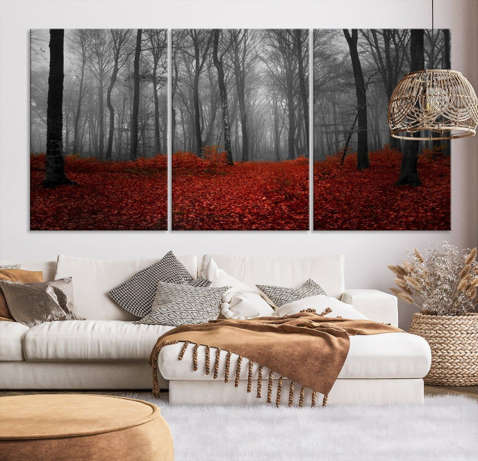 Bring the Magic of a Misty Forest Landscape to Your Home with Our Trees Wall Art Canvas PrintA Modern & Eye-catching