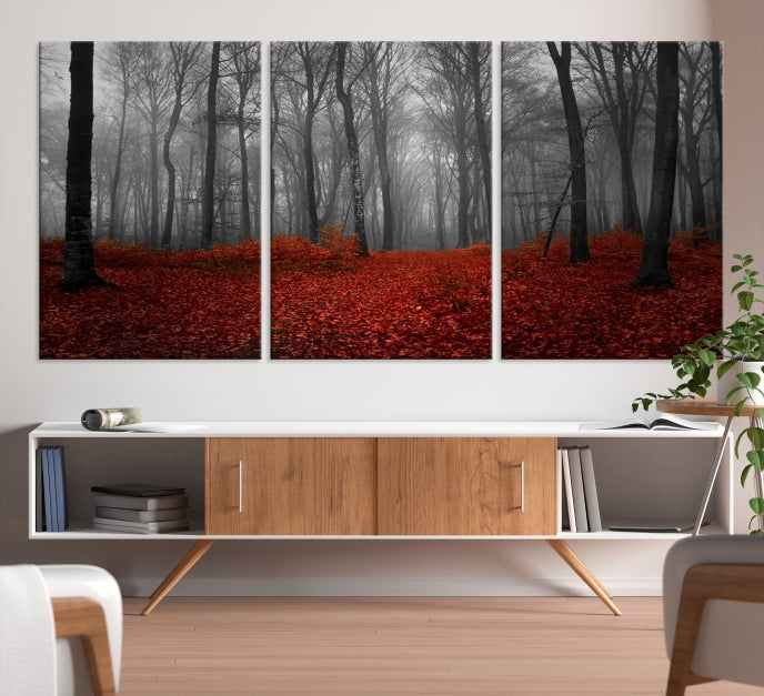 Bring the Magic of a Misty Forest Landscape to Your Home with Our Trees Wall Art Canvas PrintA Modern & Eye-catching