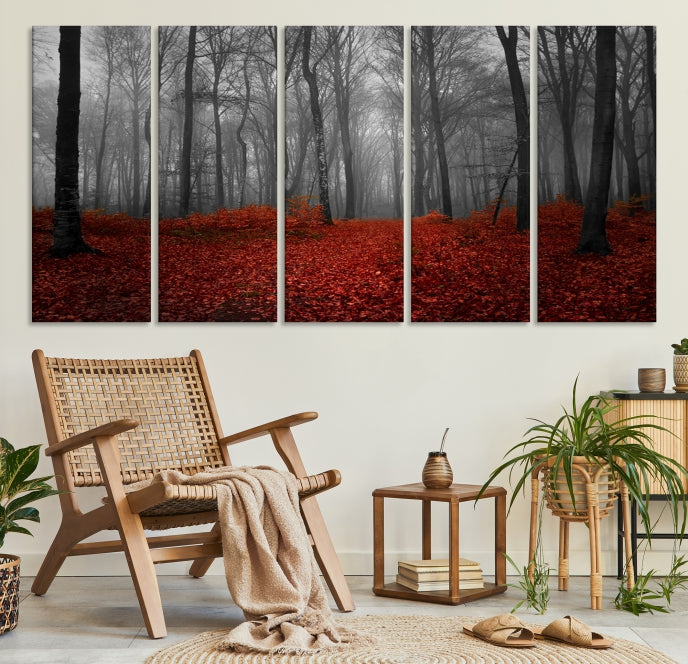 Bring the Magic of a Misty Forest Landscape to Your Home with Our Trees Wall Art Canvas PrintA Modern & Eye-catching