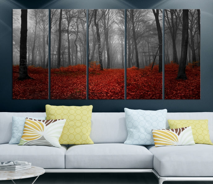 Bring the Magic of a Misty Forest Landscape to Your Home with Our Trees Wall Art Canvas PrintA Modern & Eye-catching