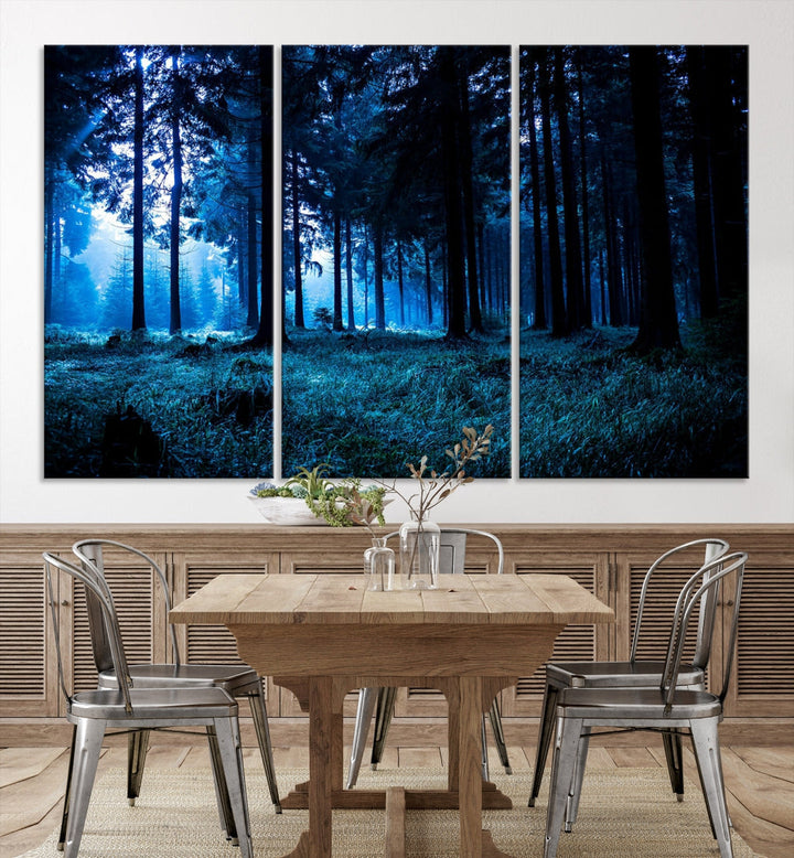 Mystic Dark Forest Wall Art Large Forest Canvas Print Landscape Canvas Art Multi Panel Wall Art Large Piece Canvas Set