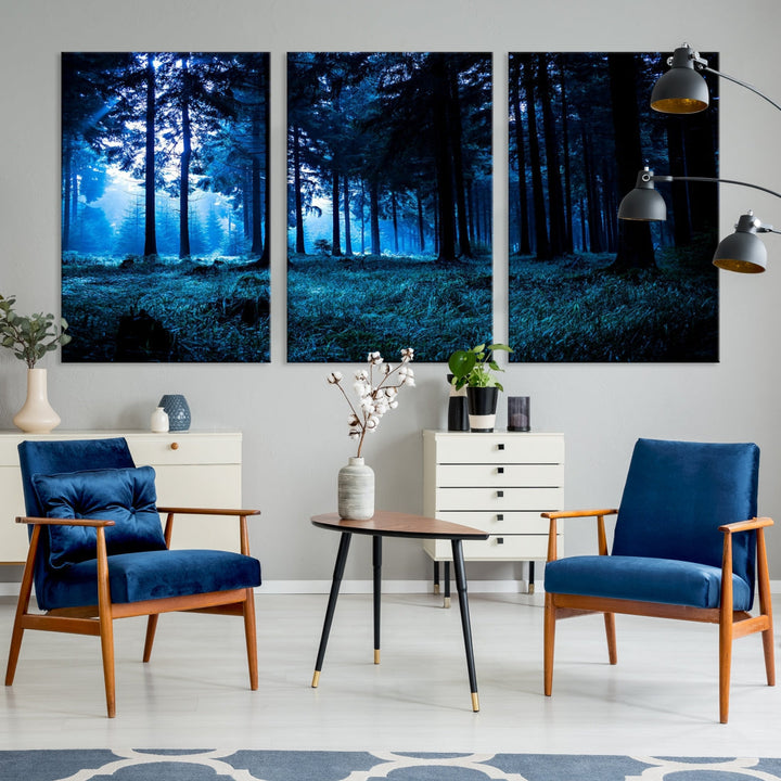 Mystic Dark Forest Wall Art Large Forest Canvas Print Landscape Canvas Art Multi Panel Wall Art Large Piece Canvas Set