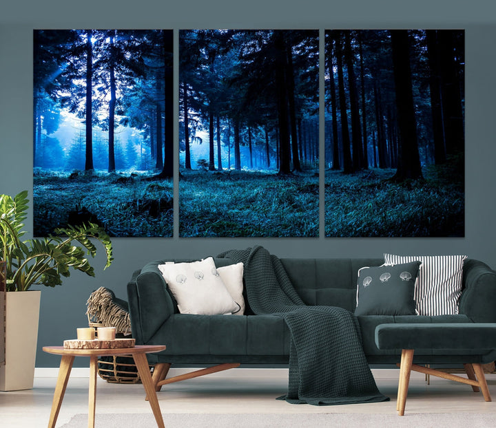 Mystic Dark Forest Wall Art Large Forest Canvas Print Landscape Canvas Art Multi Panel Wall Art Large Piece Canvas Set