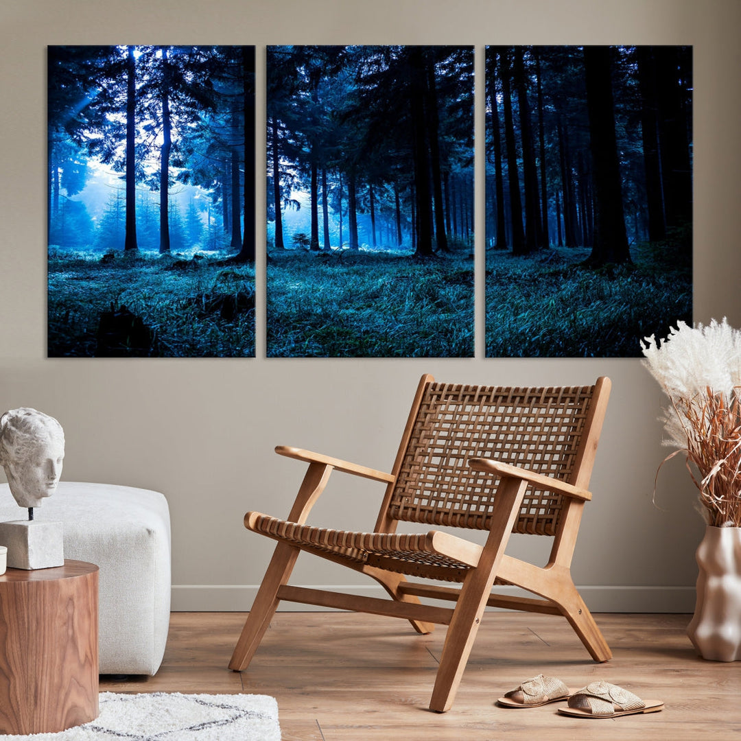 Mystic Dark Forest Wall Art Large Forest Canvas Print Landscape Canvas Art Multi Panel Wall Art Large Piece Canvas Set