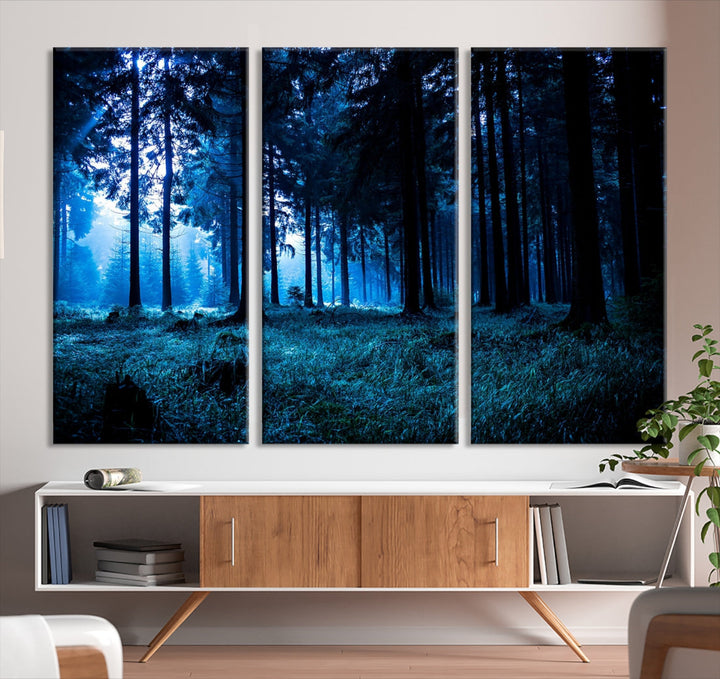 Mystic Dark Forest Wall Art Large Forest Canvas Print Landscape Canvas Art Multi Panel Wall Art Large Piece Canvas Set