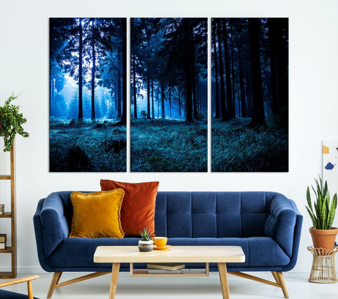 Mystic Dark Forest Wall Art Large Forest Canvas Print Landscape Canvas Art Multi Panel Wall Art Large Piece Canvas Set