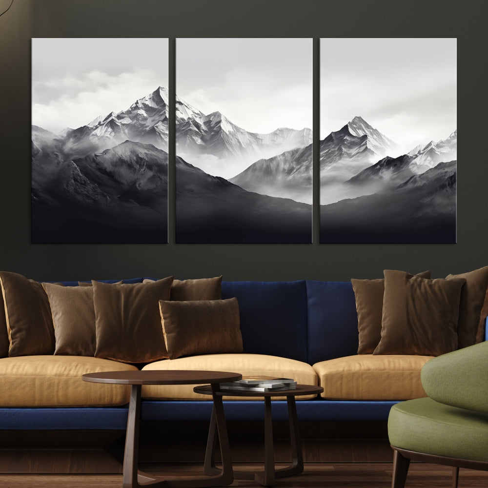 Nature Painting Mountain Landscape Framed Canvas Wall Art Print