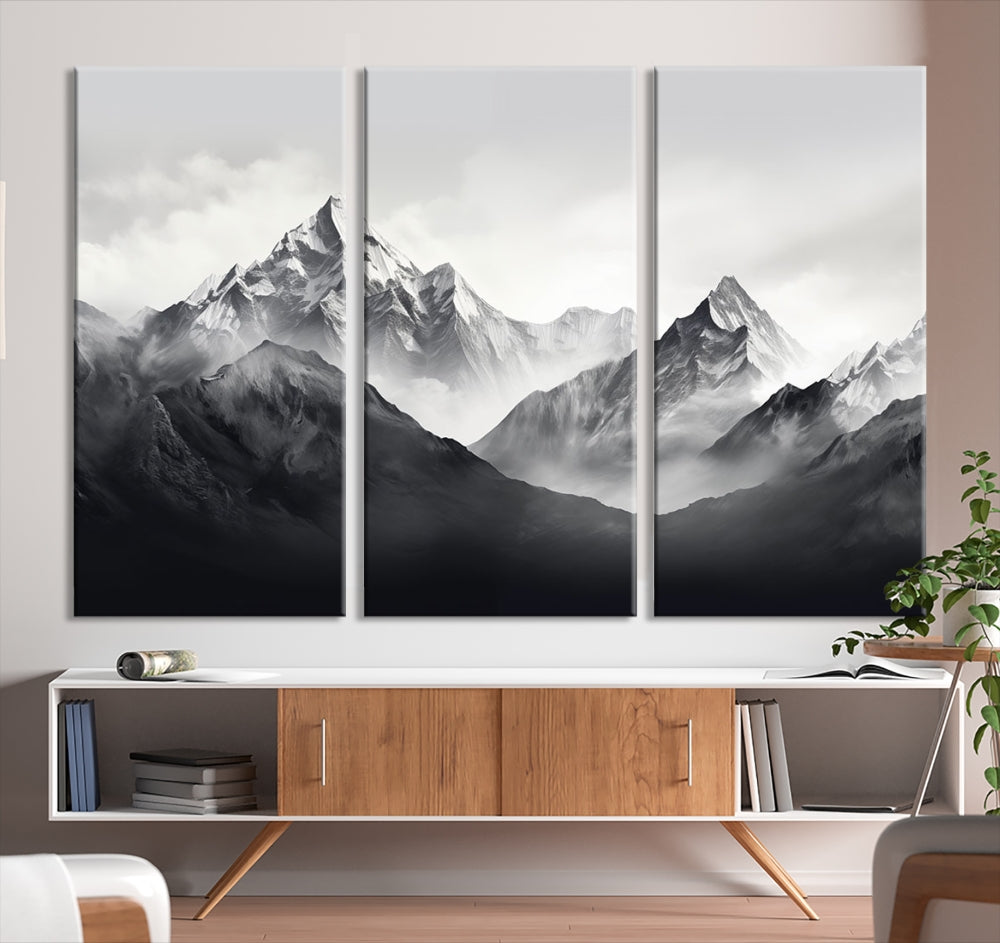 Nature Painting Mountain Landscape Framed Canvas Wall Art Print