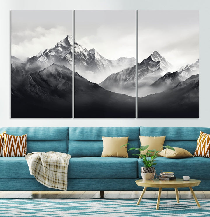 Nature Painting Mountain Landscape Framed Canvas Wall Art Print