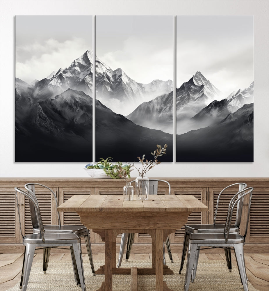 Nature Painting Mountain Landscape Framed Canvas Wall Art Print