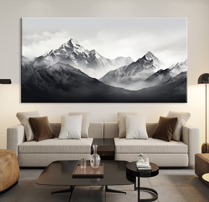 Nature Painting Mountain Landscape Framed Canvas Wall Art Print