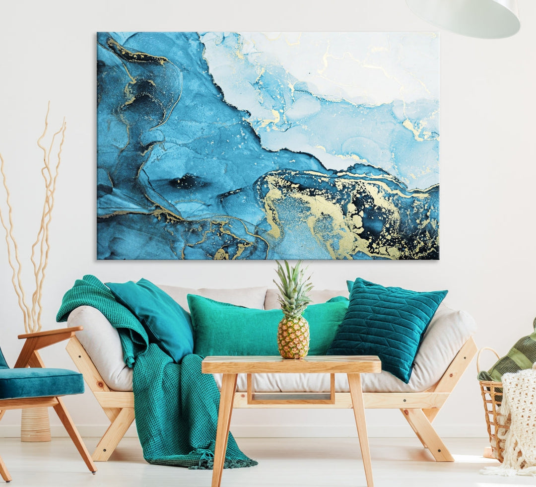 Nautical Abstract Art Painting Modern Home Decor Large Wall Art Canvas Print Framed Ready to Hang