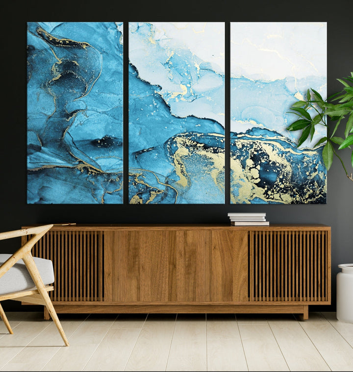 Nautical Abstract Art Painting Modern Home Decor Large Wall Art Canvas Print Framed Ready to Hang