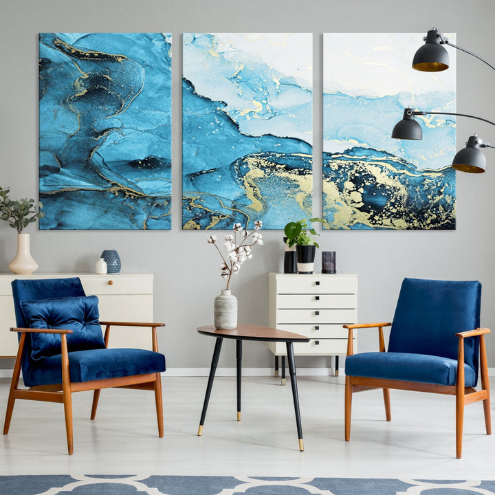 Nautical Abstract Art Painting Modern Home Decor Large Wall Art Canvas Print Framed Ready to Hang