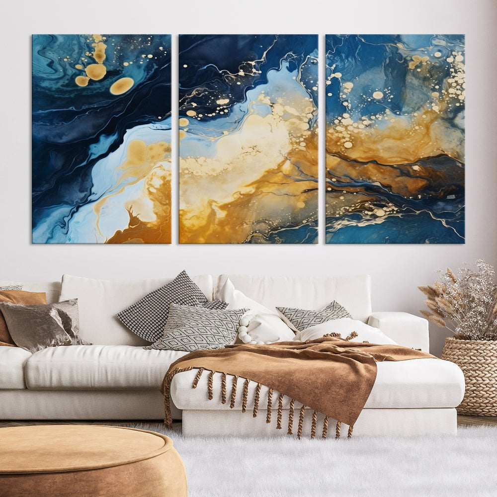 Nautical Abstract Wall Art Print, Modern Canvas Painting, Marble Wall Decor, Extra Large Framed Wall Art