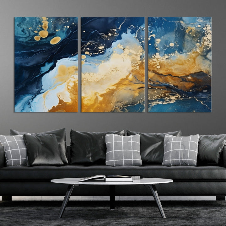 Nautical Abstract Wall Art Print, Modern Canvas Painting, Marble Wall Decor, Extra Large Framed Wall Art