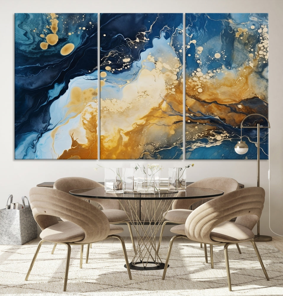 Nautical Abstract Wall Art Print, Modern Canvas Painting, Marble Wall Decor, Extra Large Framed Wall Art