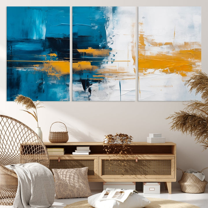 Nautical Blue Abstract Wall Art Canvas Print Framed Modern Bedroom Wall Decor