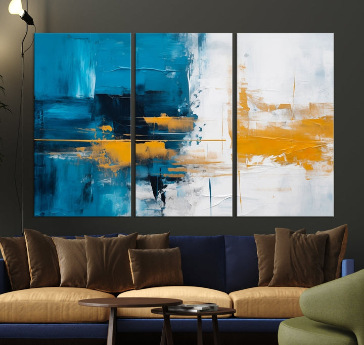 Nautical Blue Abstract Wall Art Canvas Print Framed Modern Bedroom Wall Decor