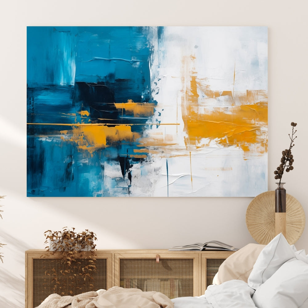 Nautical Blue Abstract Wall Art Canvas Print Framed Modern Bedroom Wall Decor