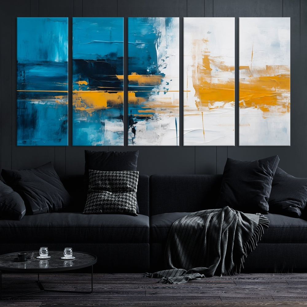 Nautical Blue Abstract Wall Art Canvas Print Framed Modern Bedroom Wall Decor