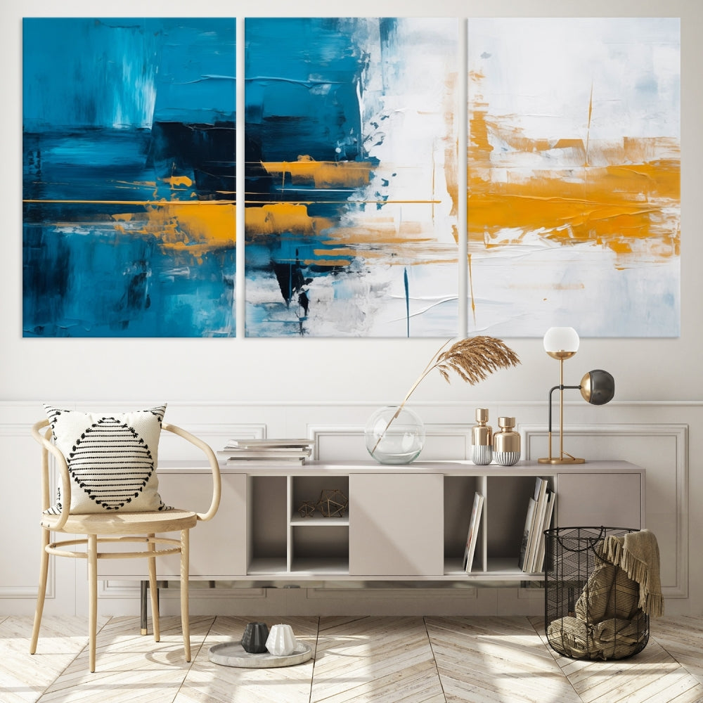 Nautical Blue Abstract Wall Art Canvas Print Framed Modern Bedroom Wall Decor