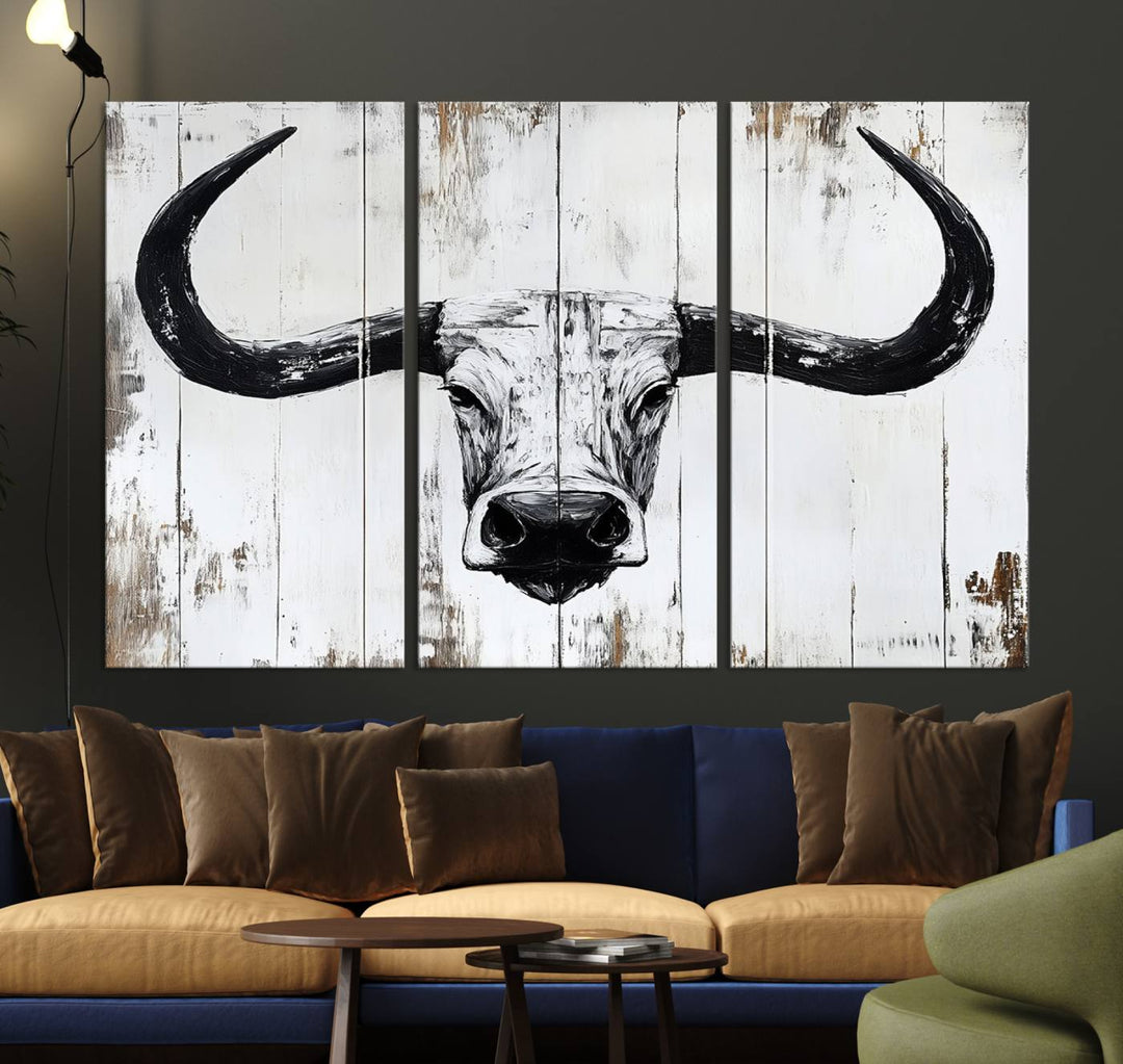 Nautical Theme Black and White Longhorn Bull Horns