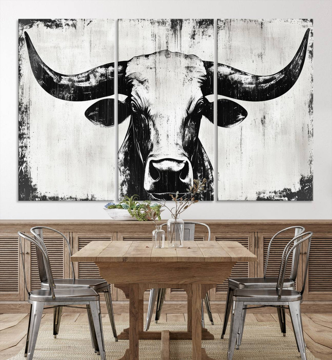 Nautical Theme Black and White Longhorn Bull Horns