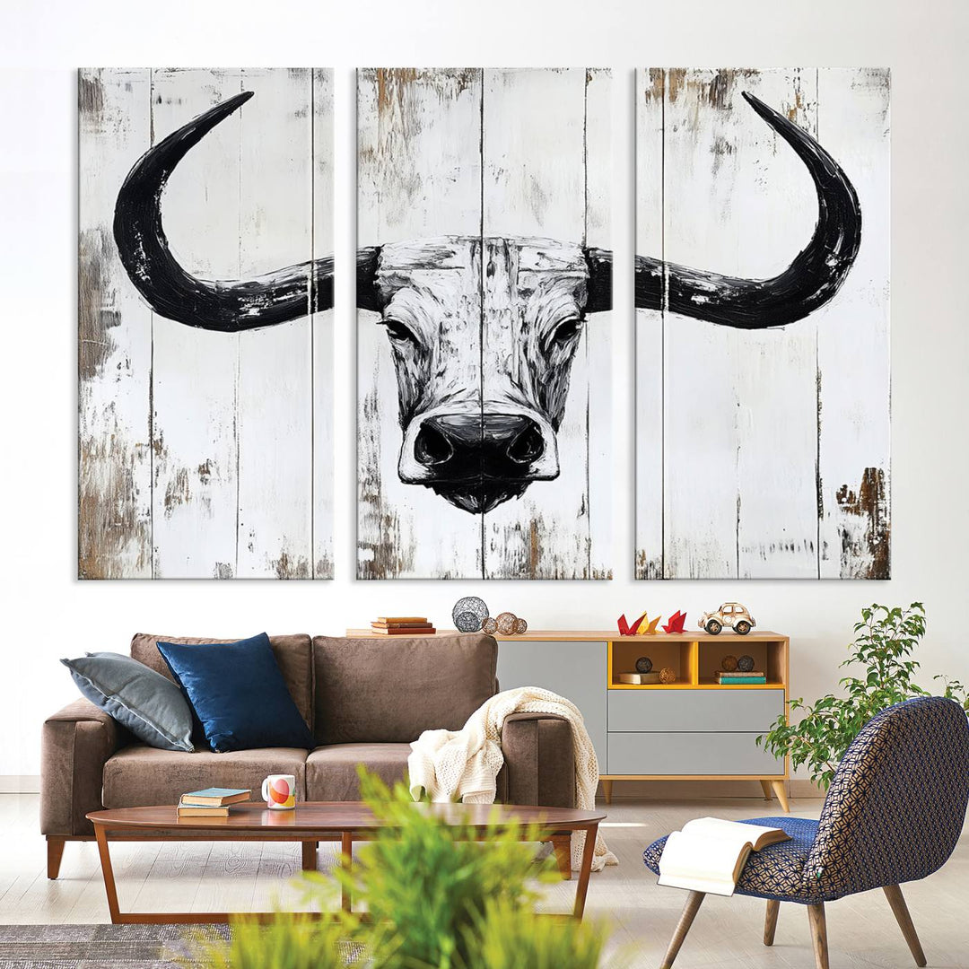 Nautical Theme Black and White Longhorn Bull Horns