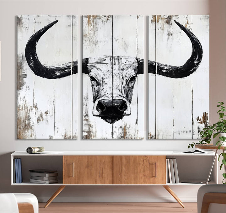 Nautical Theme Black and White Longhorn Bull Horns