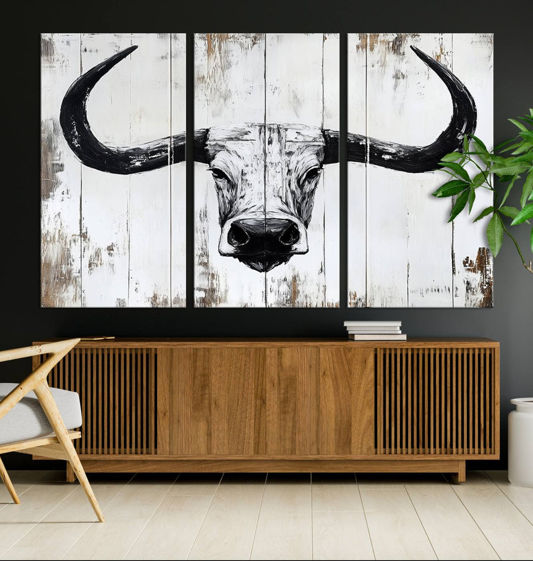 Nautical Theme Black and White Longhorn Bull Horns