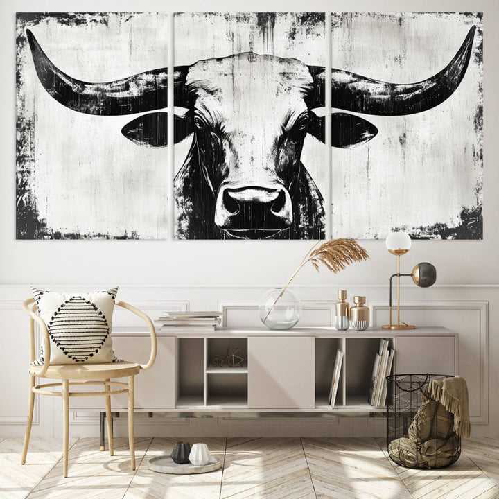 Nautical Theme Black and White Longhorn Bull Horns