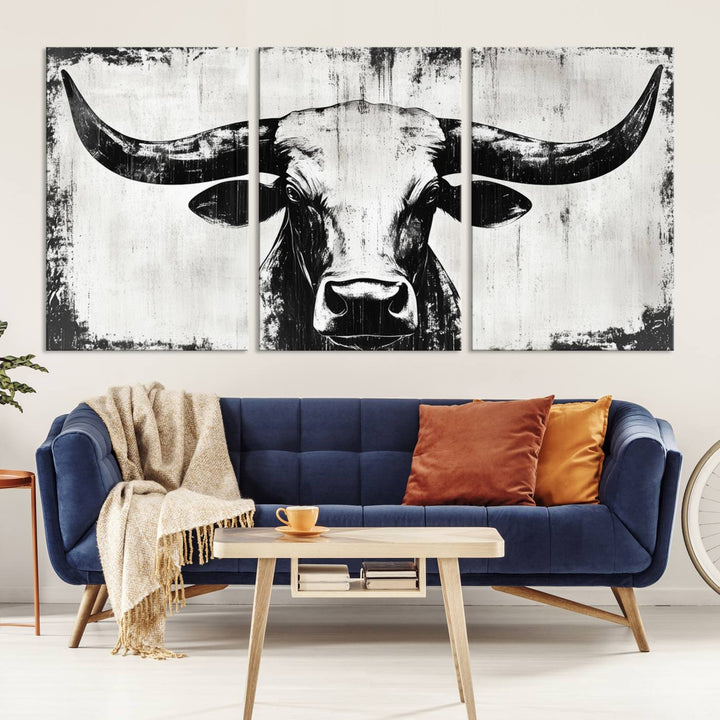 Nautical Theme Black and White Longhorn Bull Horns