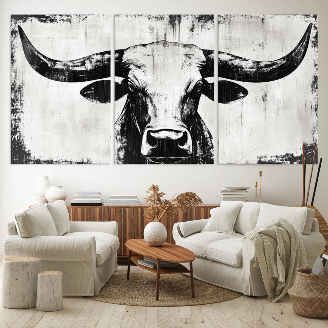 Nautical Theme Black and White Longhorn Bull Horns