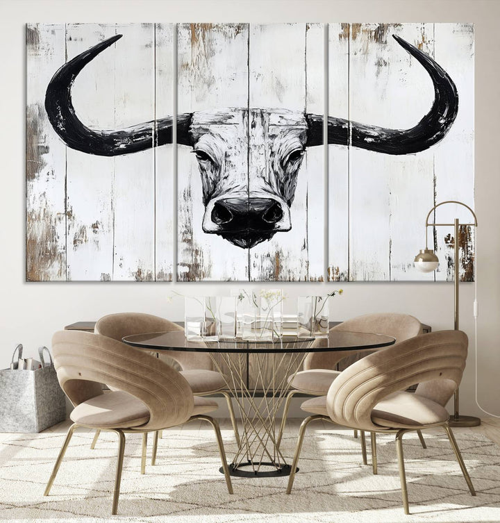 Nautical Theme Black and White Longhorn Bull Horns