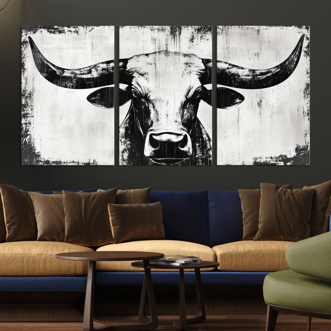 Nautical Theme Black and White Longhorn Bull Horns