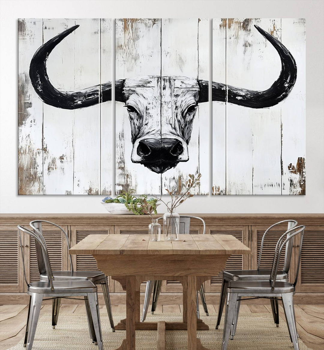 Nautical Theme Black and White Longhorn Bull Horns