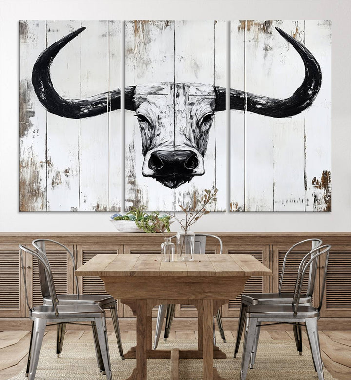 Nautical Theme Black and White Longhorn Bull Horns