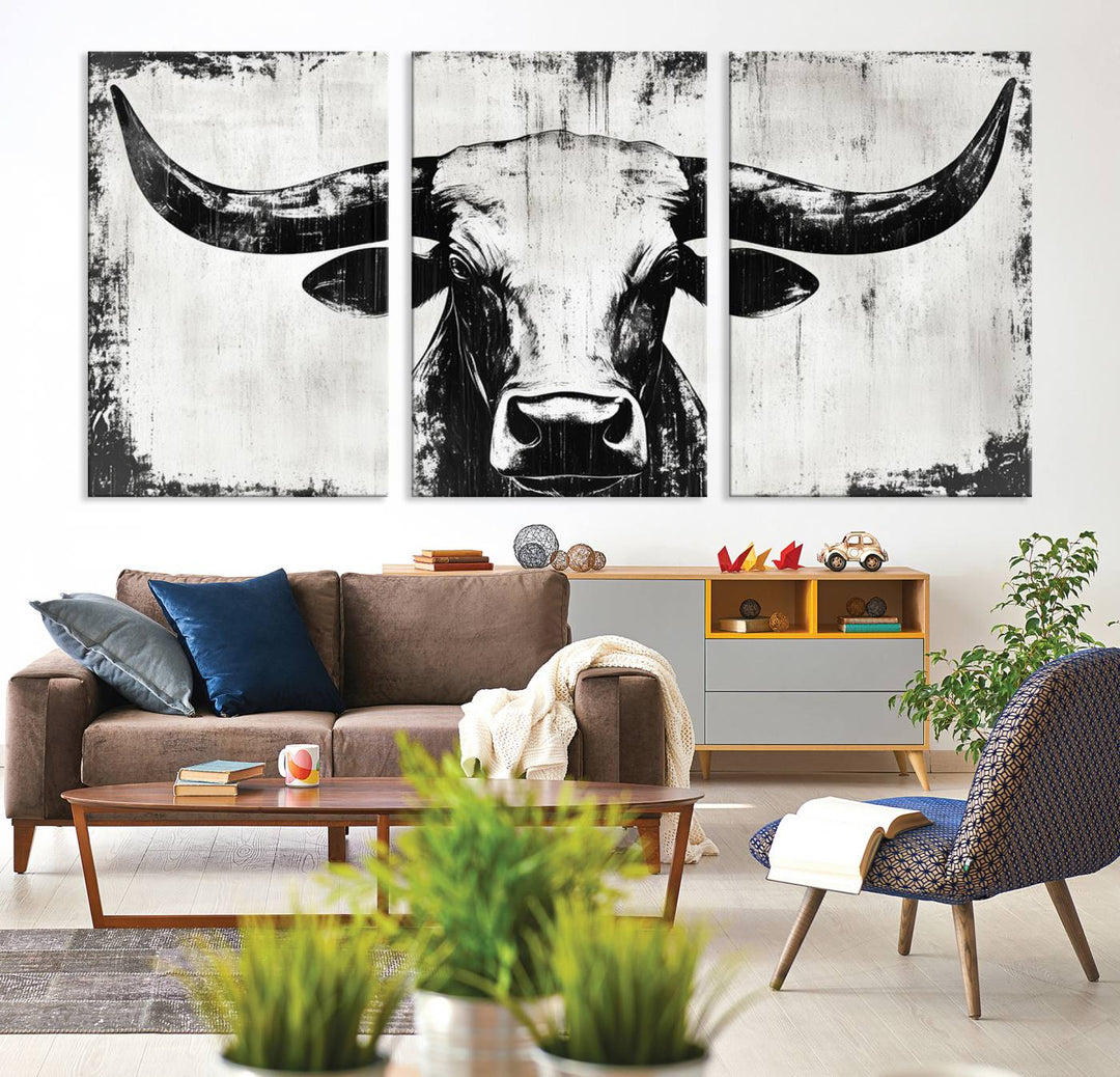 Nautical Theme Black and White Longhorn Bull Horns