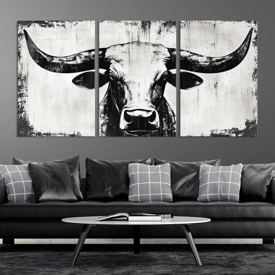 Nautical Theme Black and White Longhorn Bull Horns