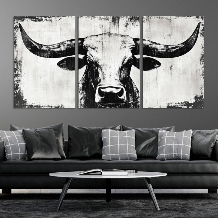 Nautical Theme Black and White Longhorn Bull Horns