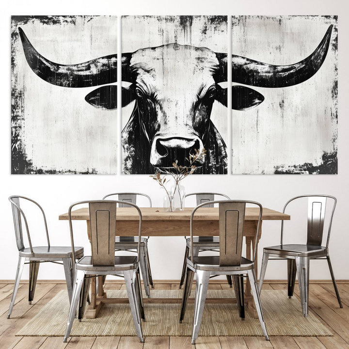 Nautical Theme Black and White Longhorn Bull Horns