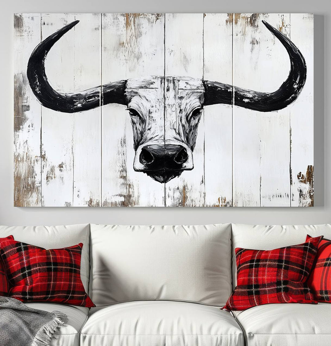 Nautical Theme Black and White Longhorn Bull Horns