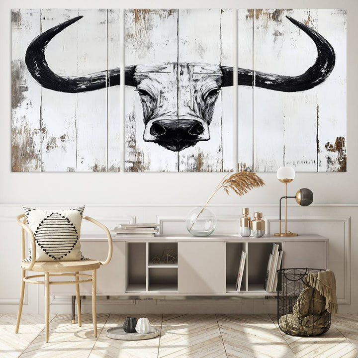 Nautical Theme Black and White Longhorn Bull Horns